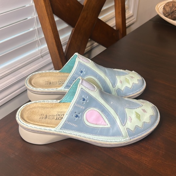 Naot Leather Slip-On Mules Pastel Patchwork Comfort Shoes Size 37 - Picture 7 of 17